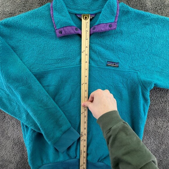 VTG Patagonia Womens Jacket Adult Fleece Purple Blue 1/4 Snap Pullover W/ Logo - Picture 2 of 15